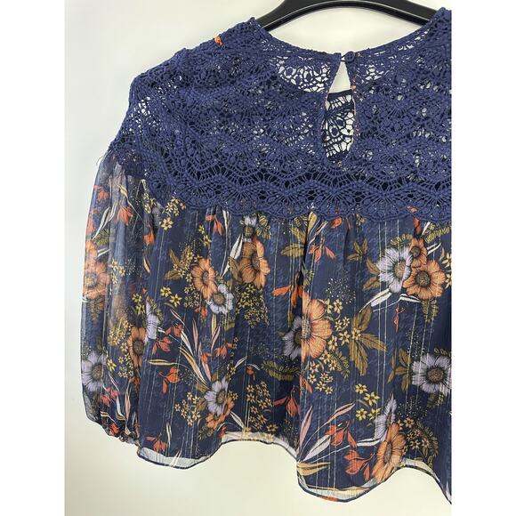 Anthropologie Mynahs Reynu Taandon Cristy Crotchet Beaded Blouse Boho Peasant XS - Picture 3 of 15